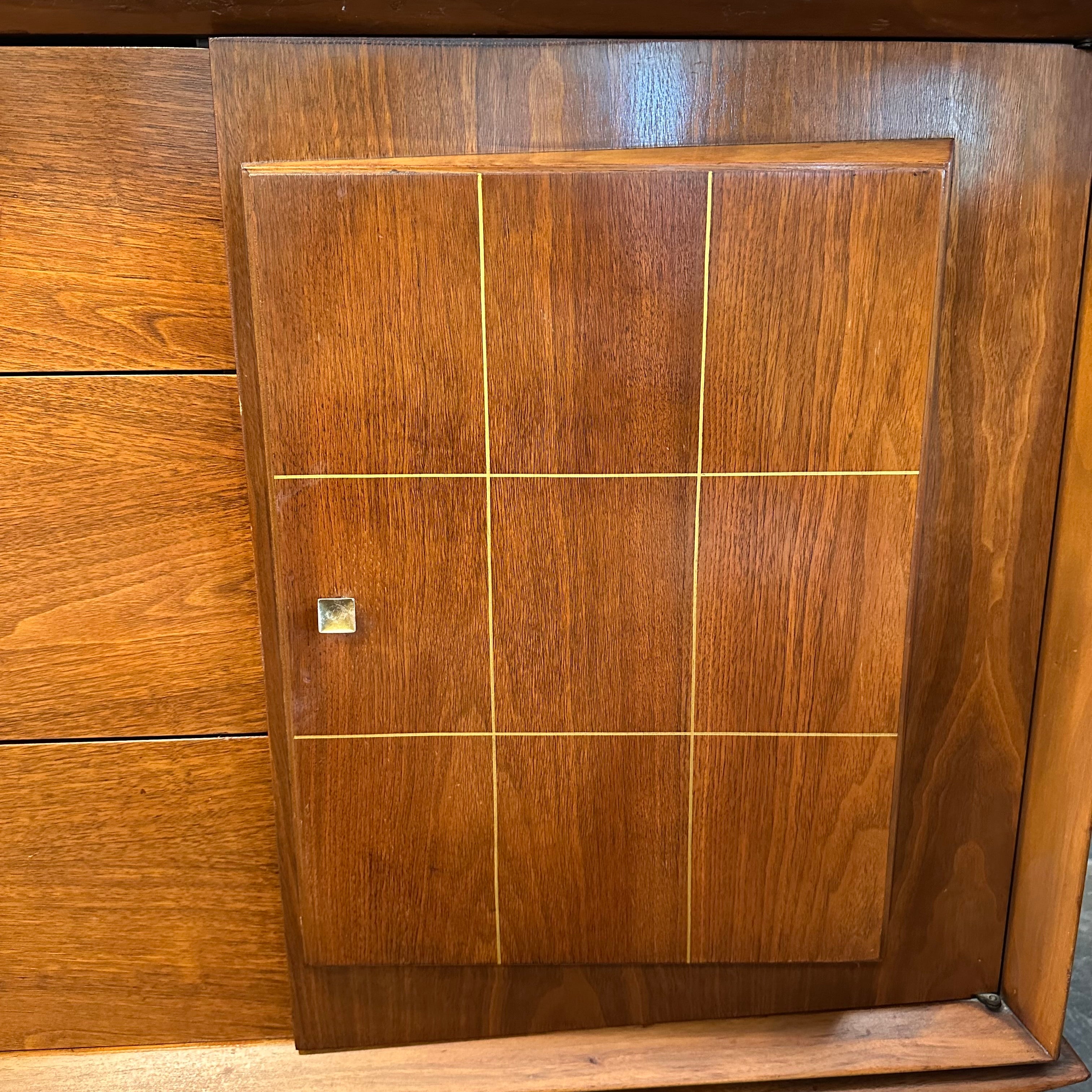 Mid Century Triple Dresser with Two Doors