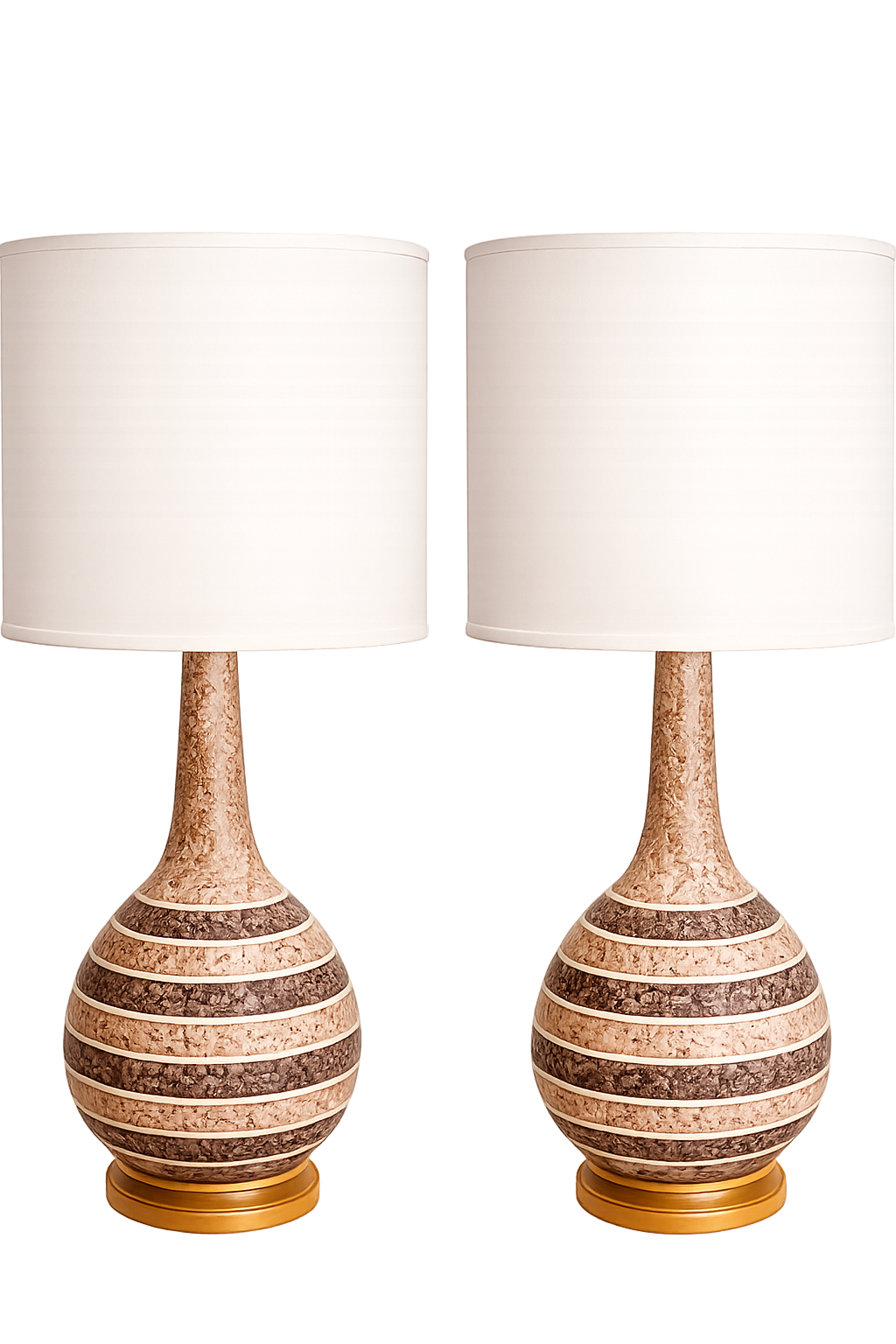 Pair of Mid-Century Striped Lamps
