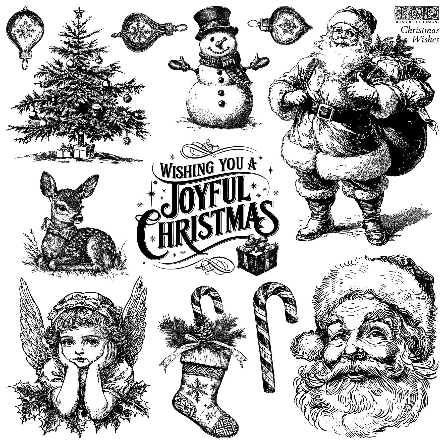 Christmas Wishes 12x12 IOD Stamp