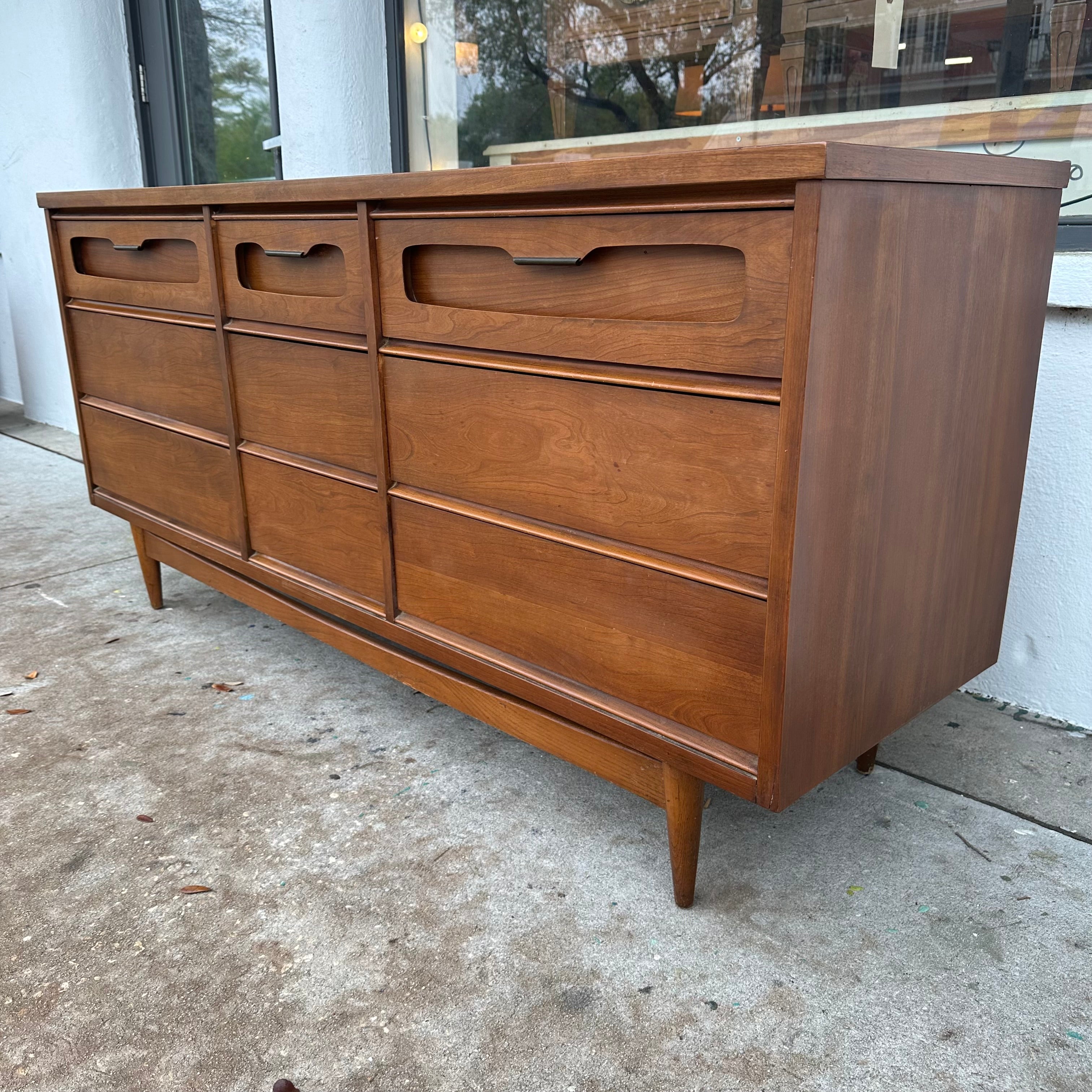 Mid Century Modern Triple Dresser by Bassett Furniture