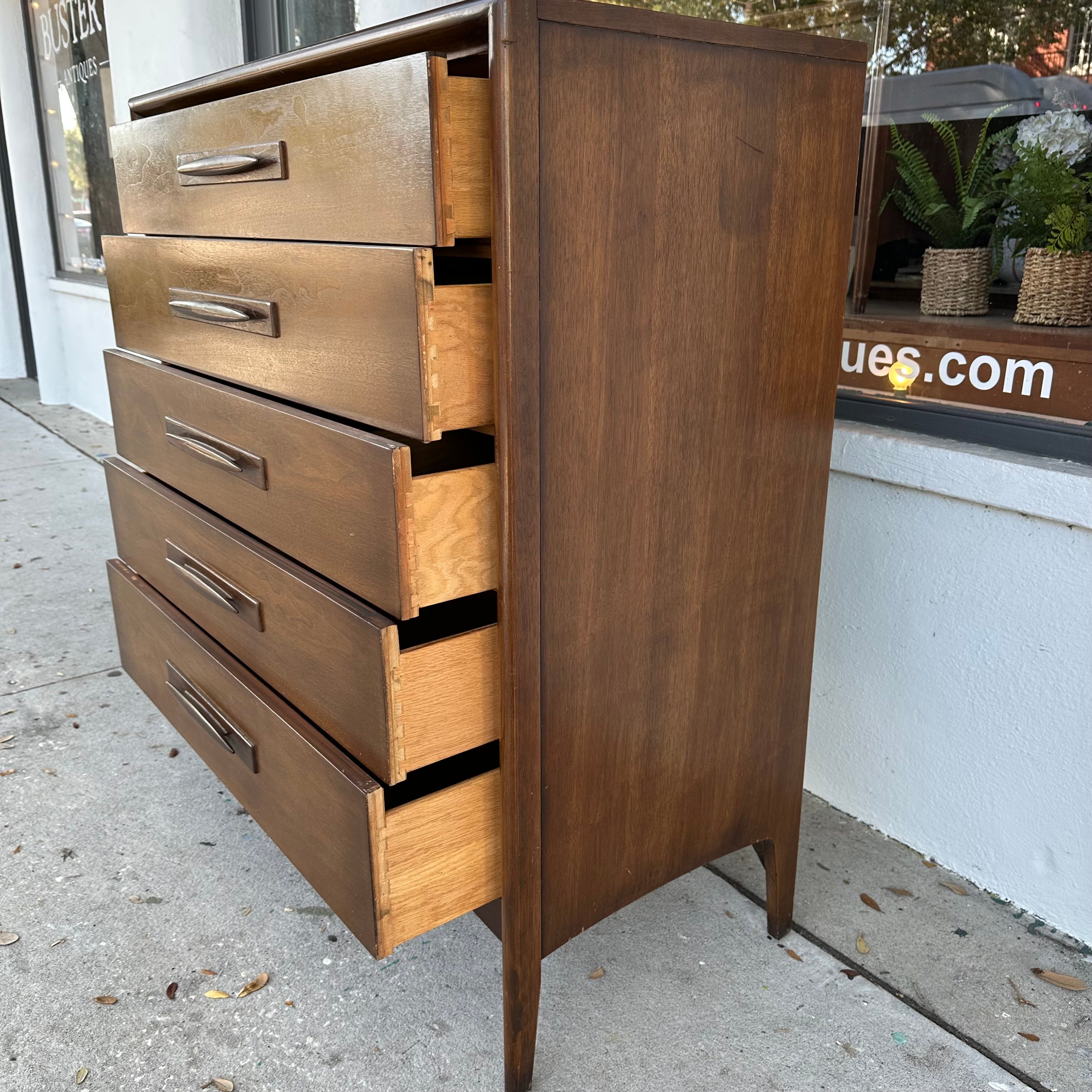 MCM Broyhill Emphasis Walnut Highboy Dresser