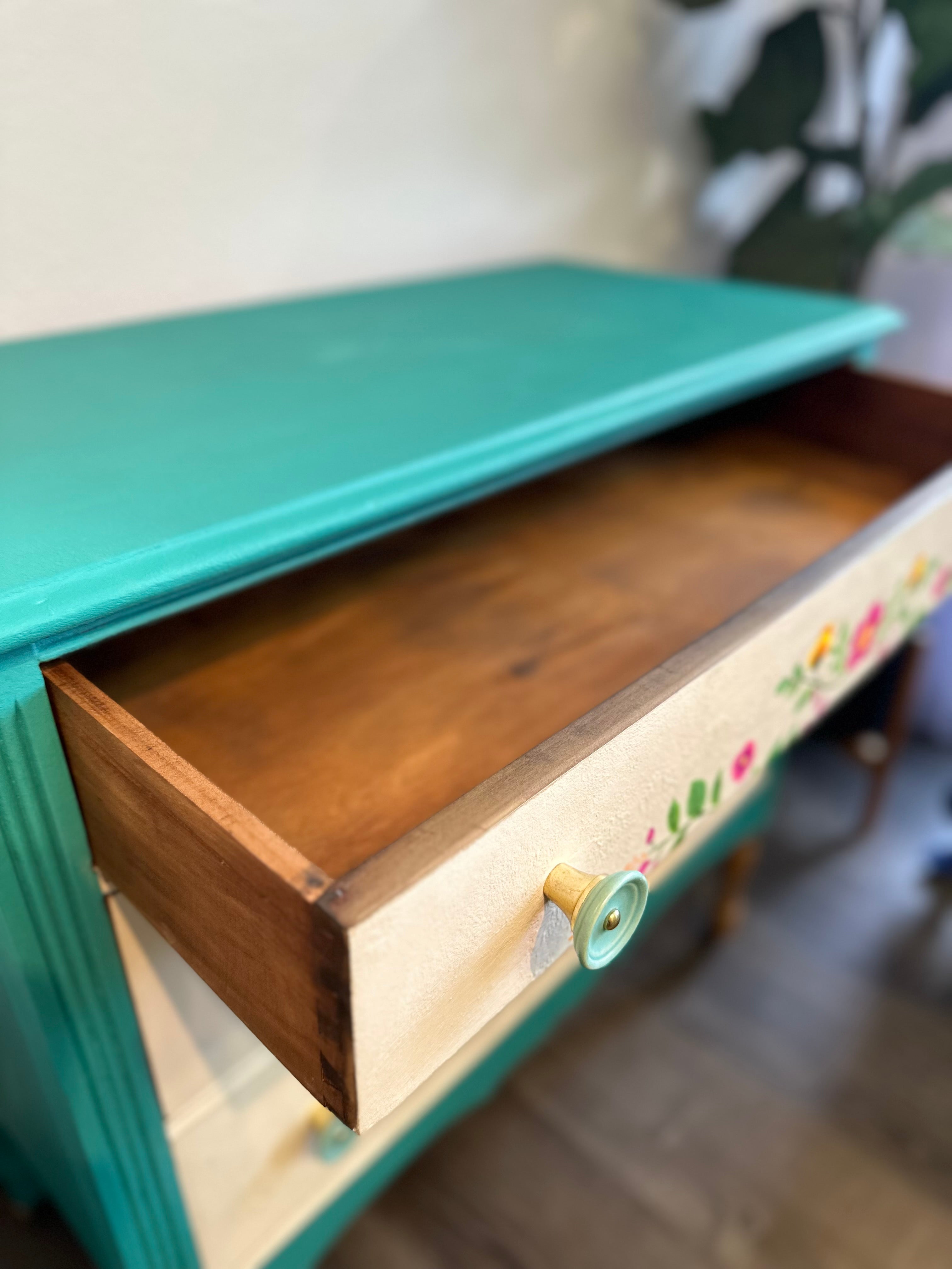 Hand-Painted Folk Art Dresser – One of a Kind