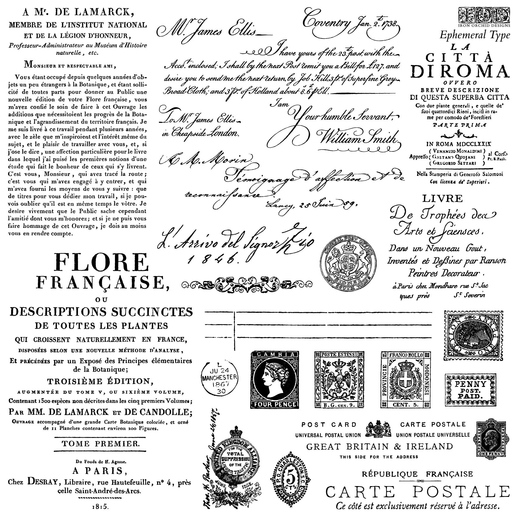 Ephemeral Type 12X12 IOD Stamp