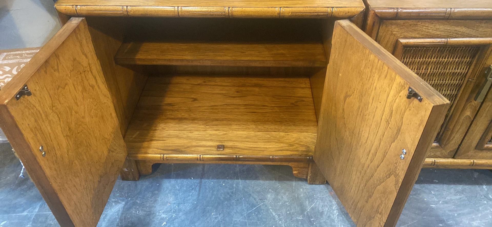 Pair of Bamboo and Rattan Nightstands