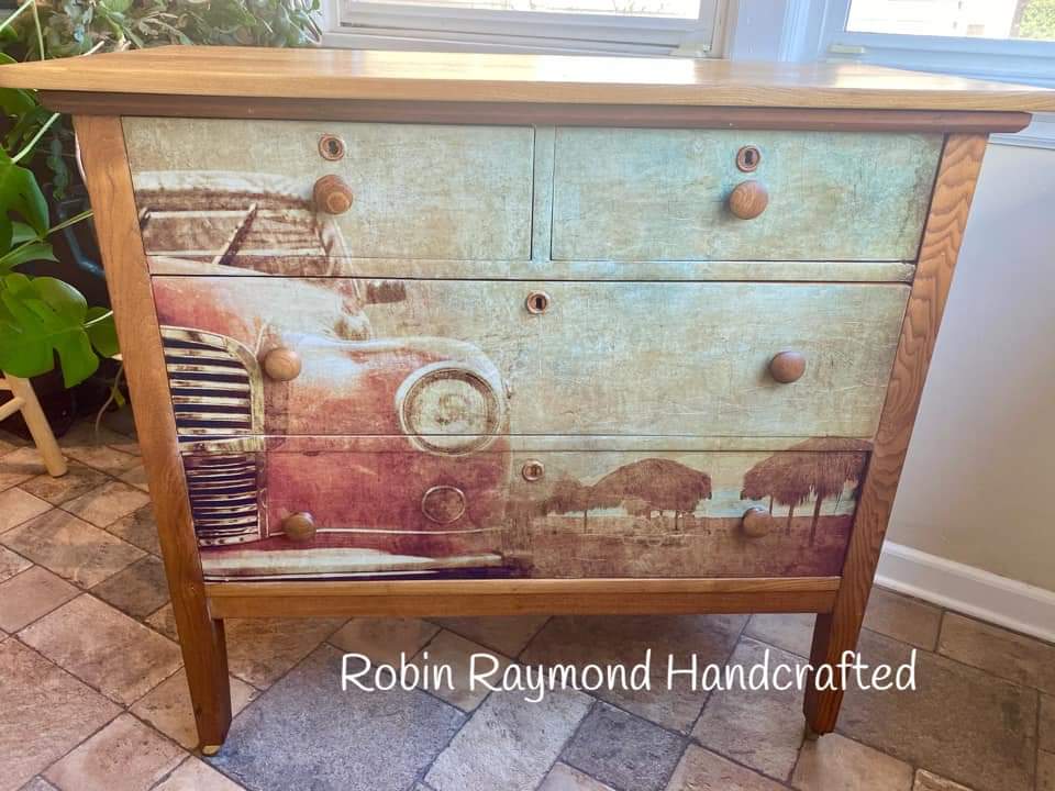 Old Red Car Decoupage Paper