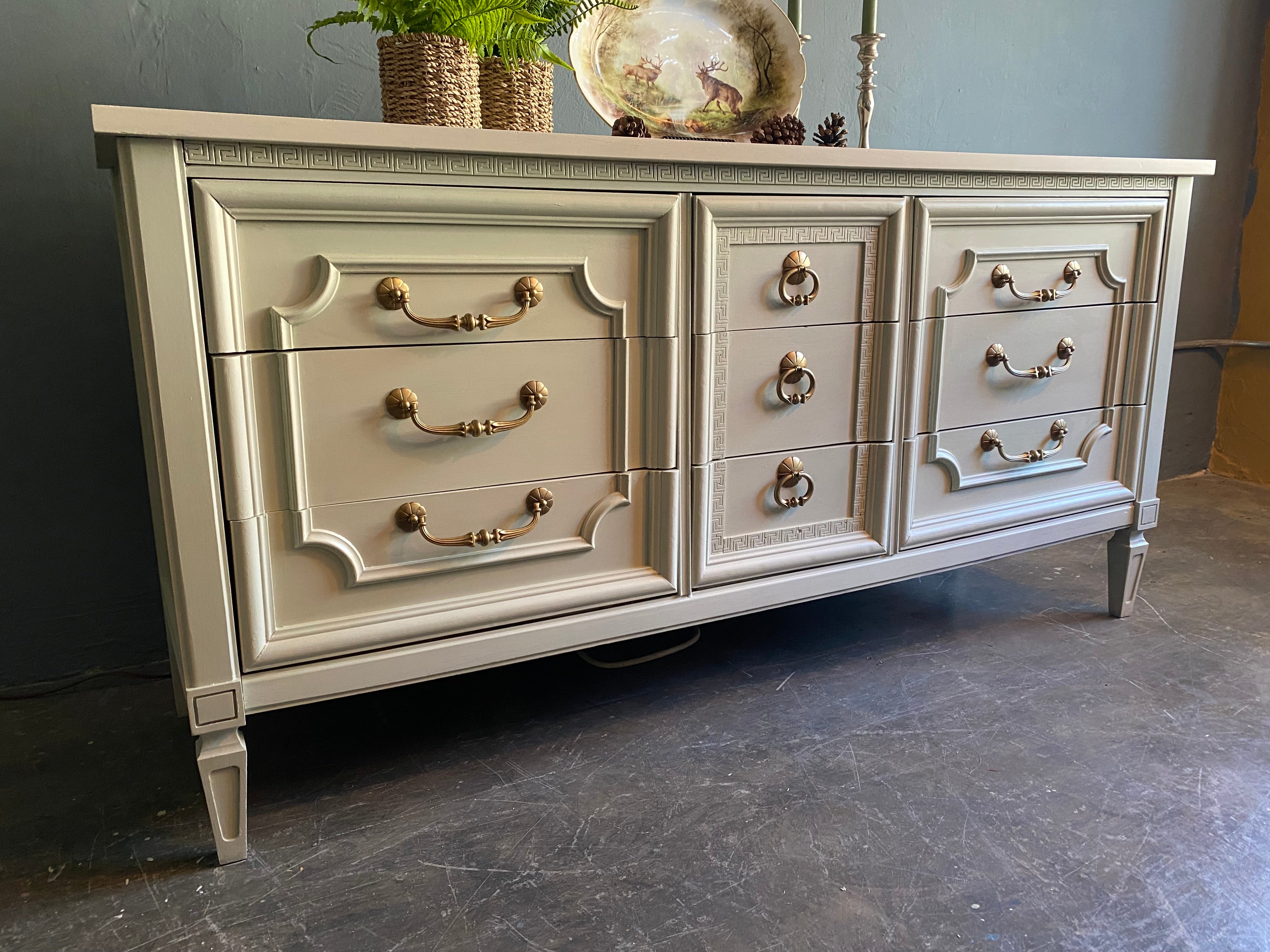 Pale Green Nine Drawer Dresser