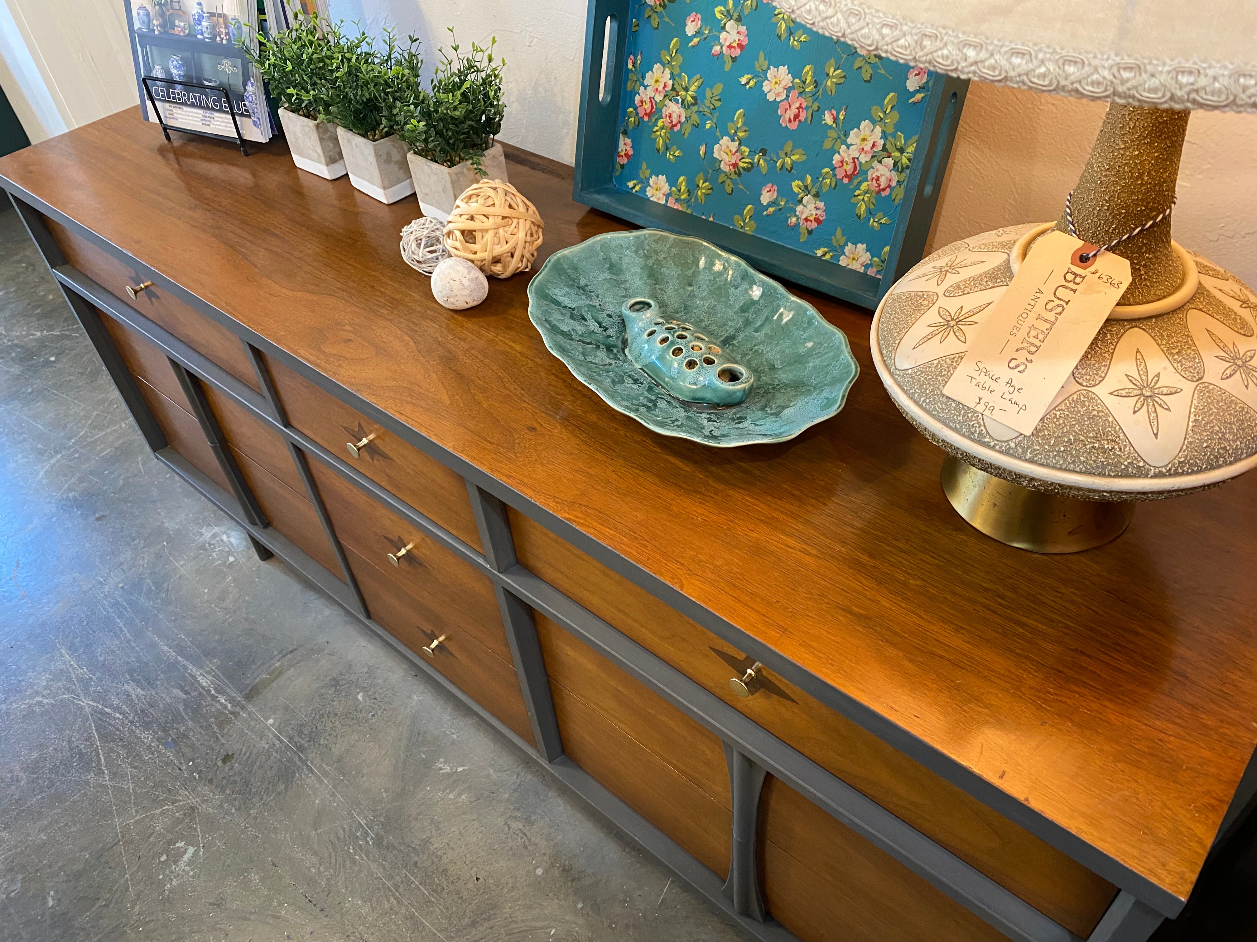 Mid Century Walnut 9 Drawer Dresser