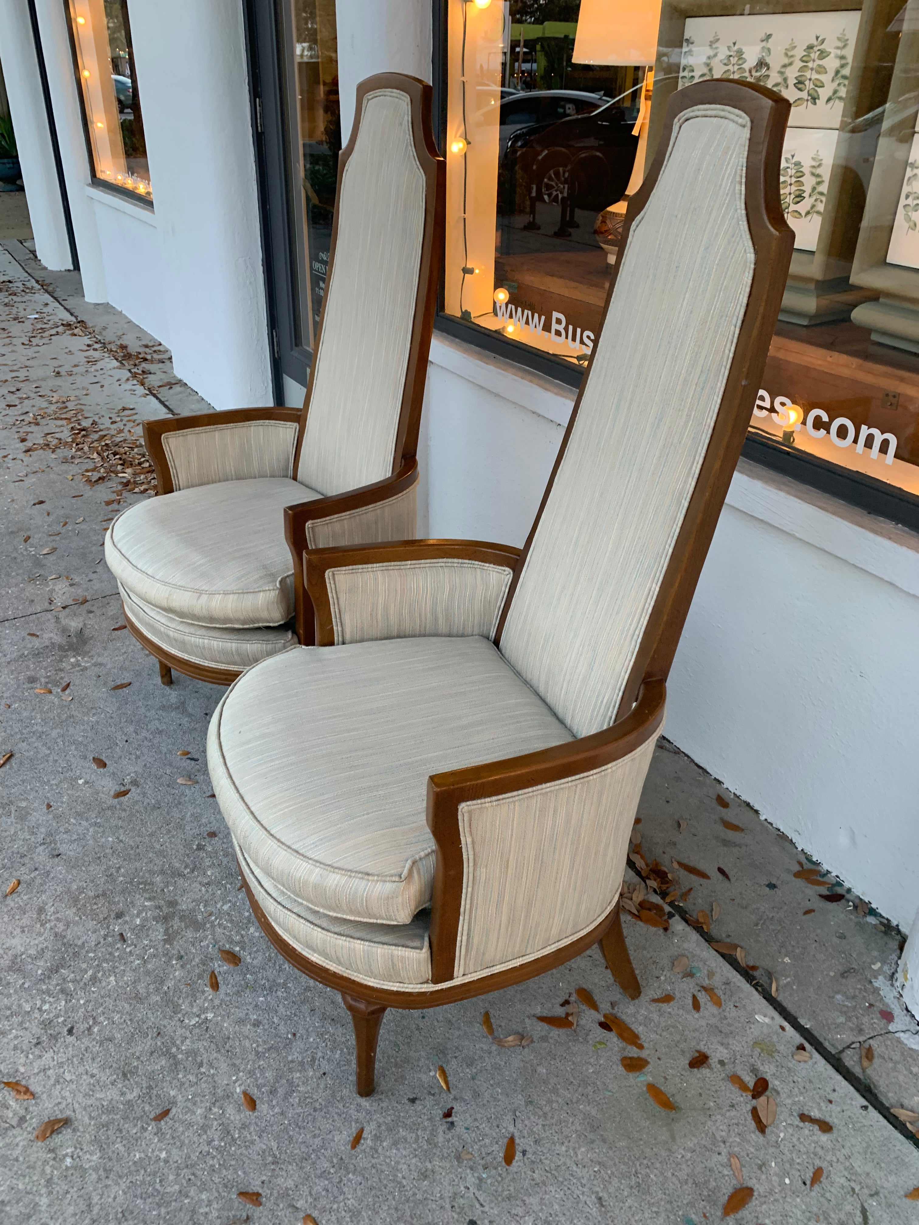 Mid Century High Back Club Chairs