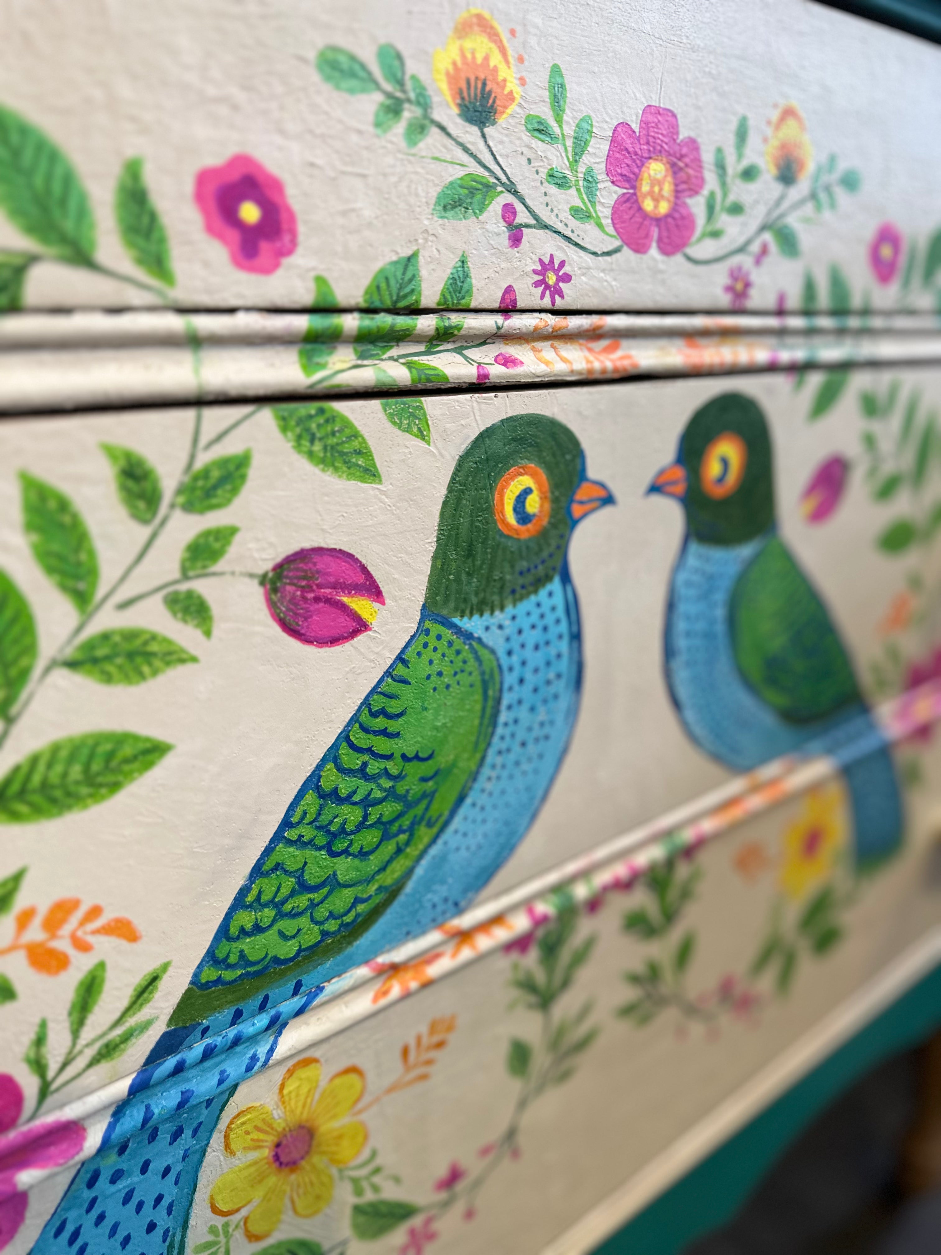Hand-Painted Folk Art Dresser – One of a Kind