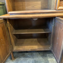 Mid Century China Cabinet with Cane Detailing and Sliding Glass Doors