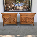 Pair of Thomasville Spanish Revival Pecan Wood Nightstands