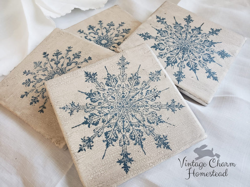 Vintage Snowflakes 12x12 IOD Stamp