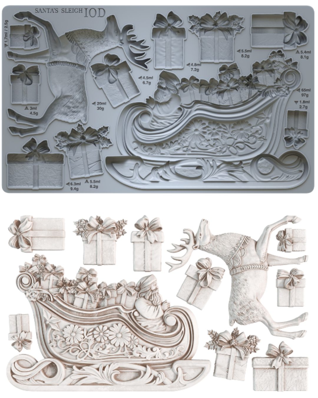 Santa’s Sleigh 6 x 10 IOD Mould