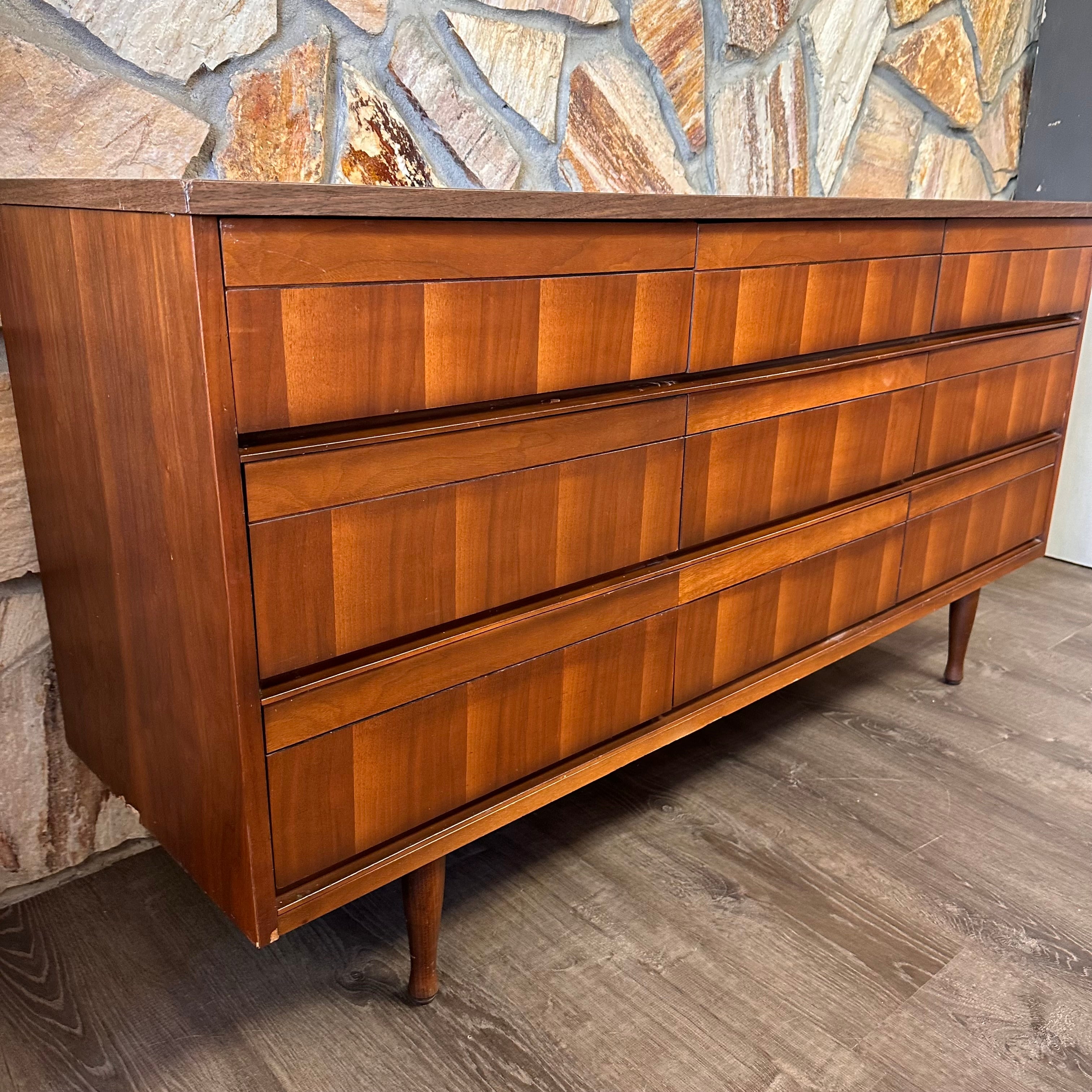 Mid Century Modern Nine Drawer Dresser