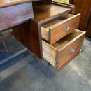 Mainline by Hooker Mid Century Walnut Double Pedestal Floating Top Desk