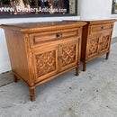 Pair of Thomasville Spanish Revival Pecan Wood Nightstands