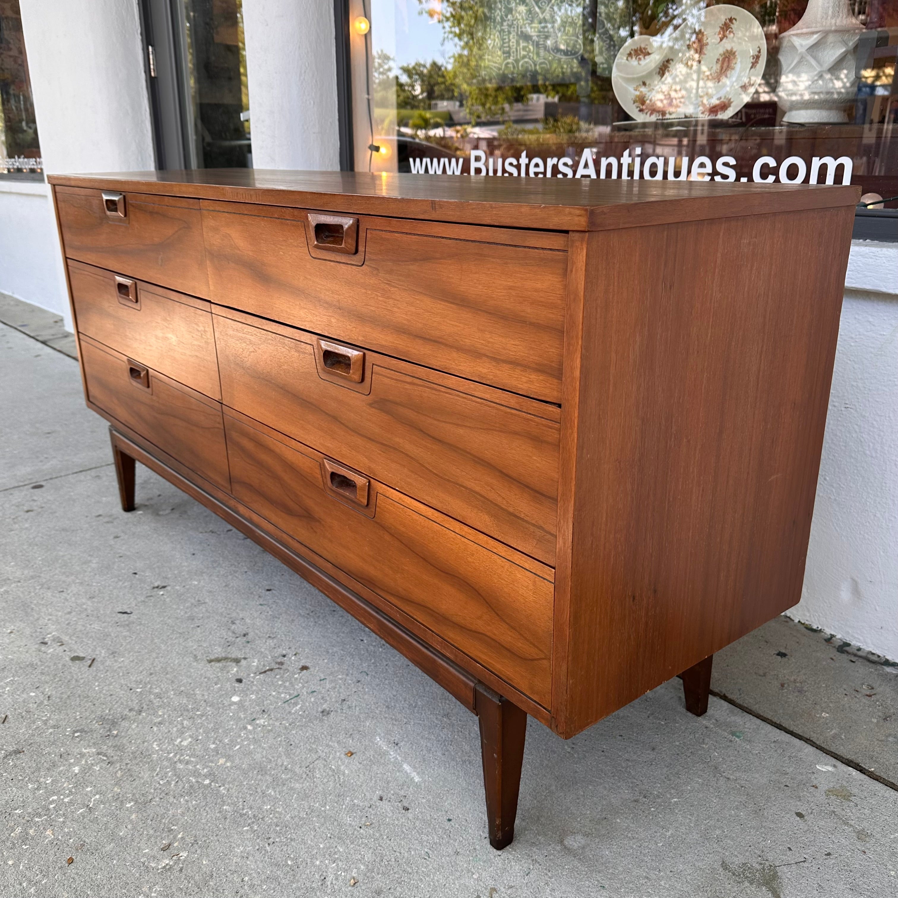 Mid Century Low 6 Drawer Dresser