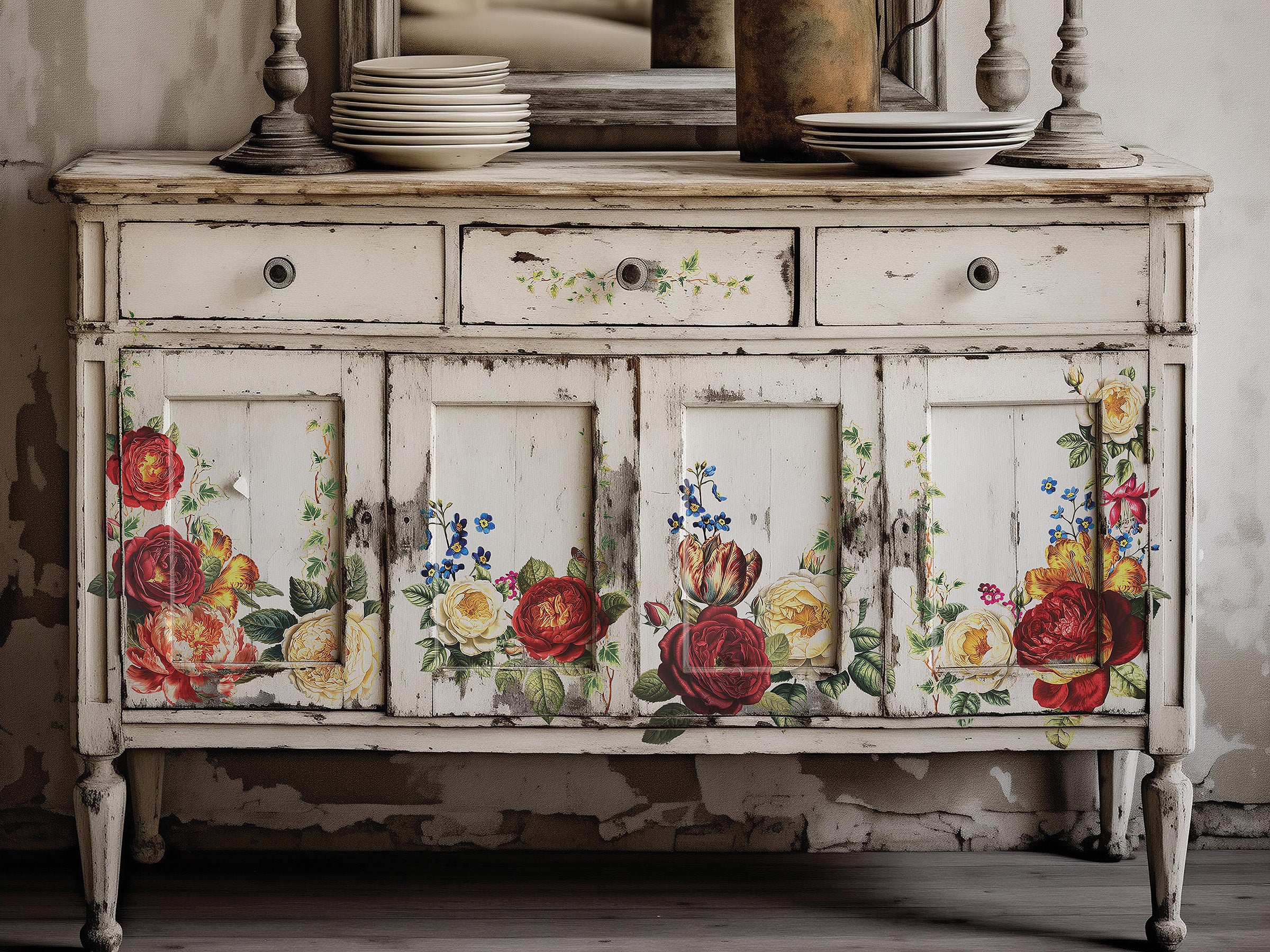 Collage De Fleurs IOD Transfer