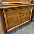 Mid Century China Cabinet with Cane Detailing and Sliding Glass Doors