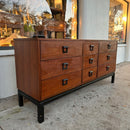 Mid Century Modern Walnut Long Dresser by Dixie