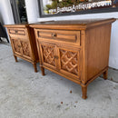 Pair of Thomasville Spanish Revival Pecan Wood Nightstands