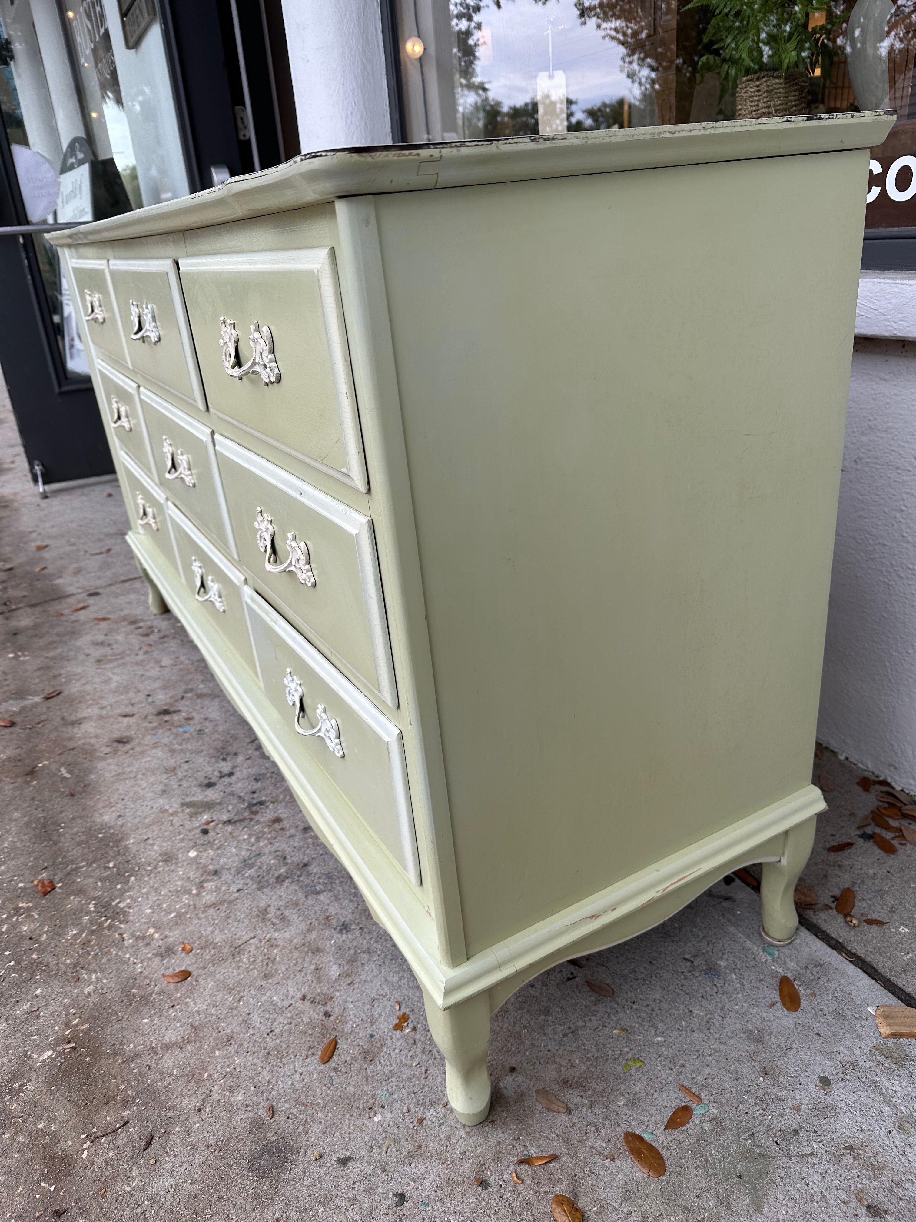 Green French Provincial Triple Dresser Green French Provincial Triple Dresser