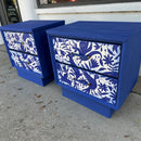 Mid Century 2 Drawer Nightstands with Otomi Design