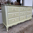 Green French Provincial Triple Dresser