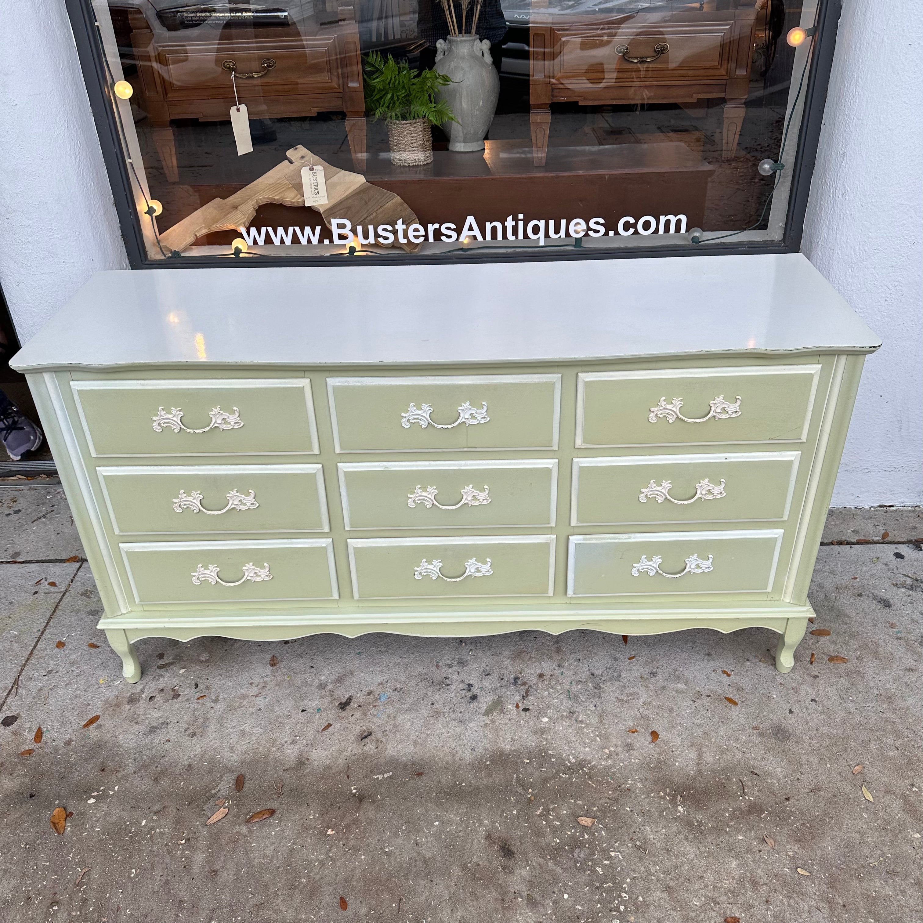 Green French Provincial Triple Dresser Green French Provincial Triple Dresser