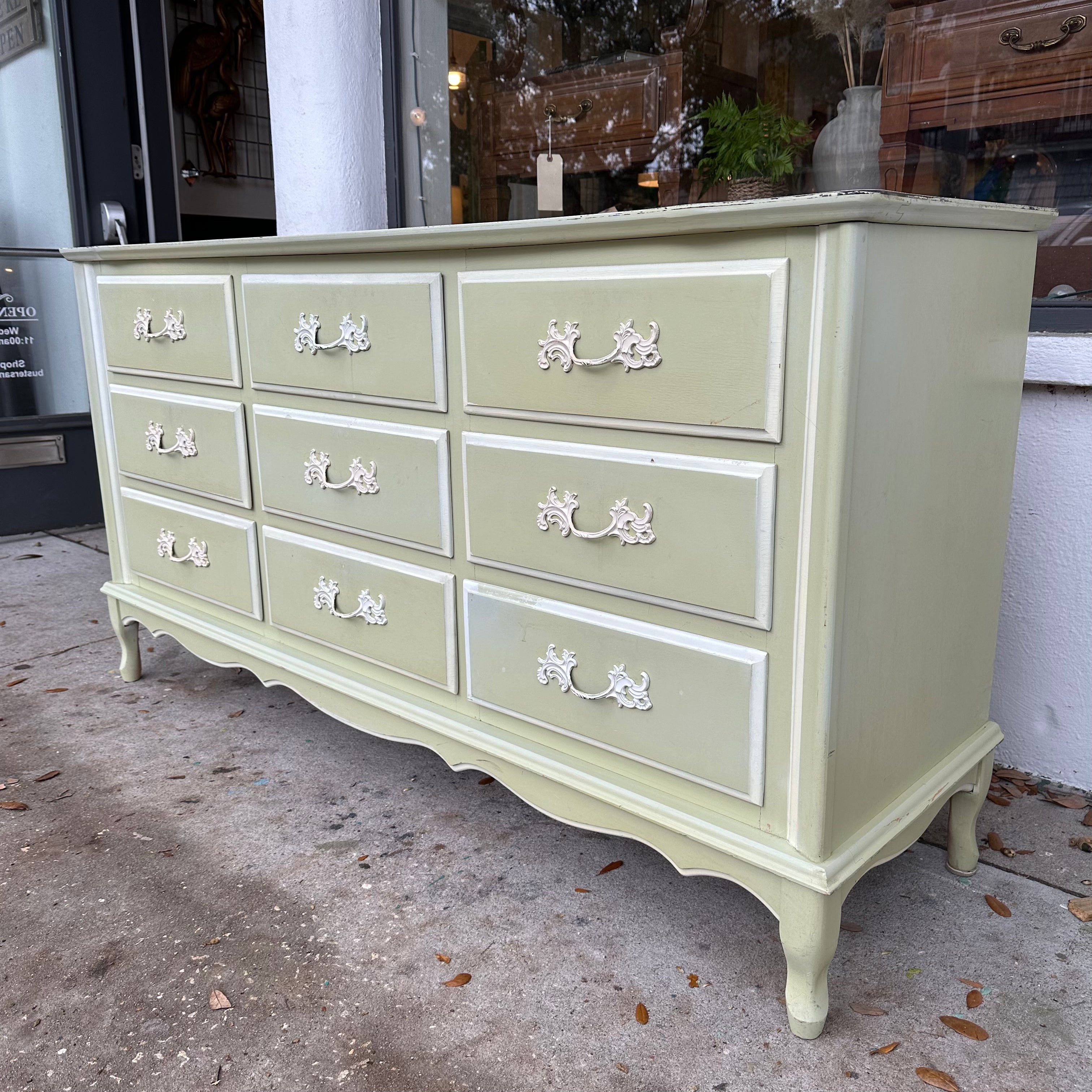 Green French Provincial Triple Dresser Green French Provincial Triple Dresser