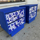 Mid Century 2 Drawer Nightstands with Otomi Design