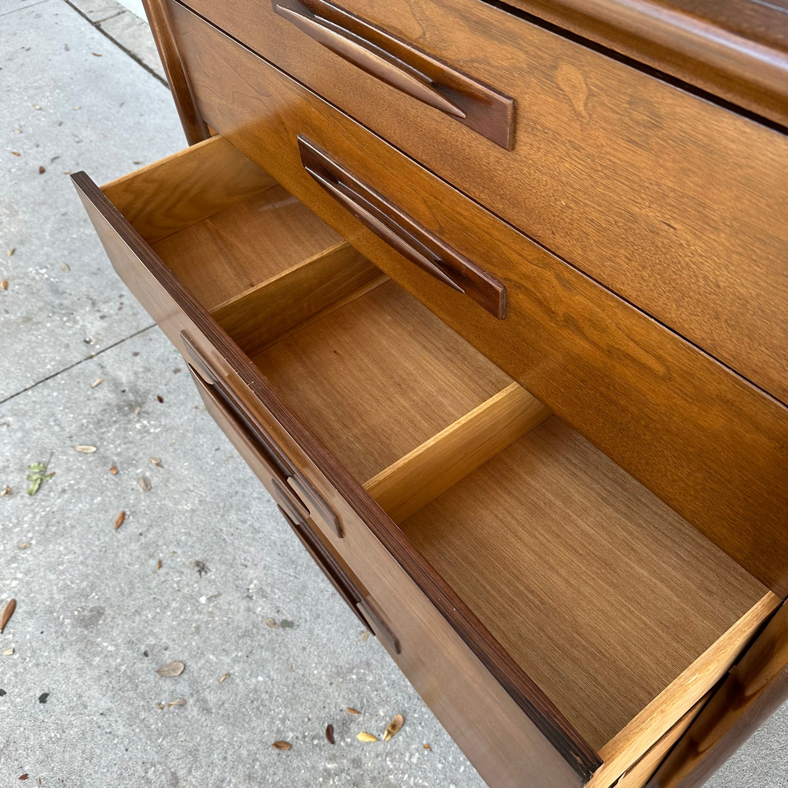 MCM Broyhill Emphasis Walnut Highboy Dresser