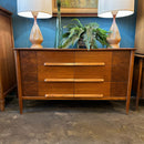 MCM Walnut and Burl Wood Dresser by Stanley