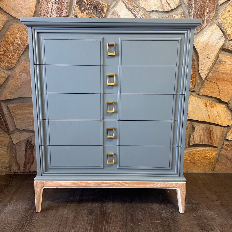 Dixie 5 Drawer MCM Chest with Rectangular Handles
