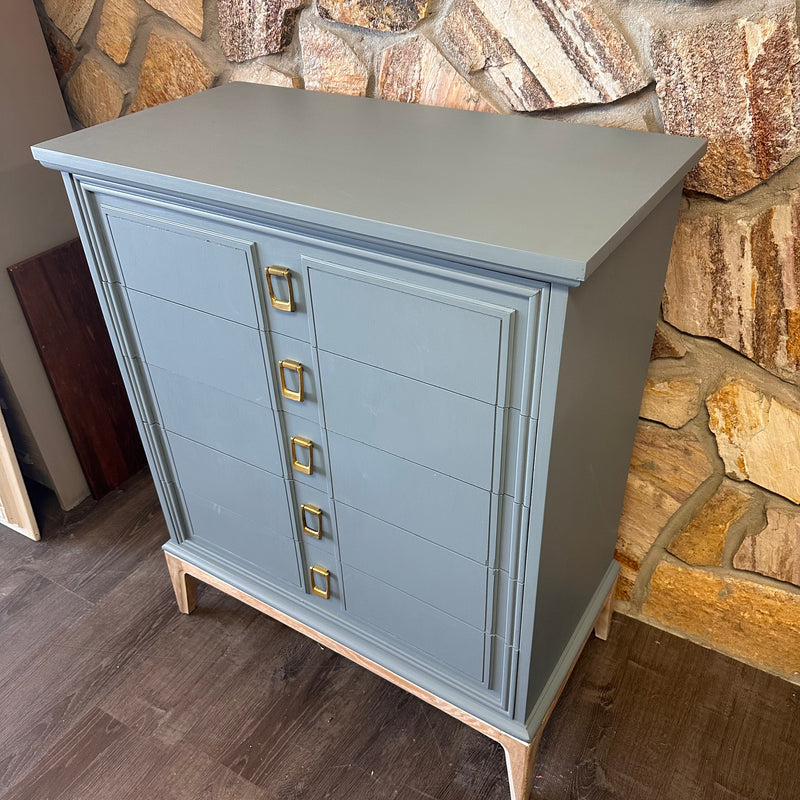Dixie 5 Drawer MCM Chest with Rectangular Handles