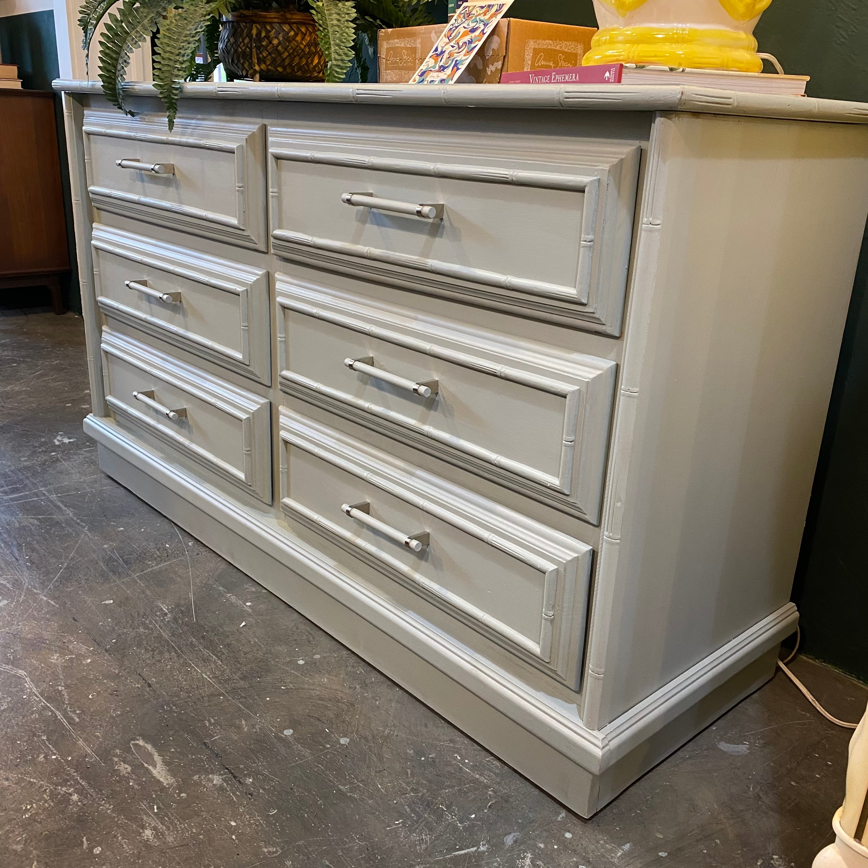 Faux Bamboo Six Drawer Dresser