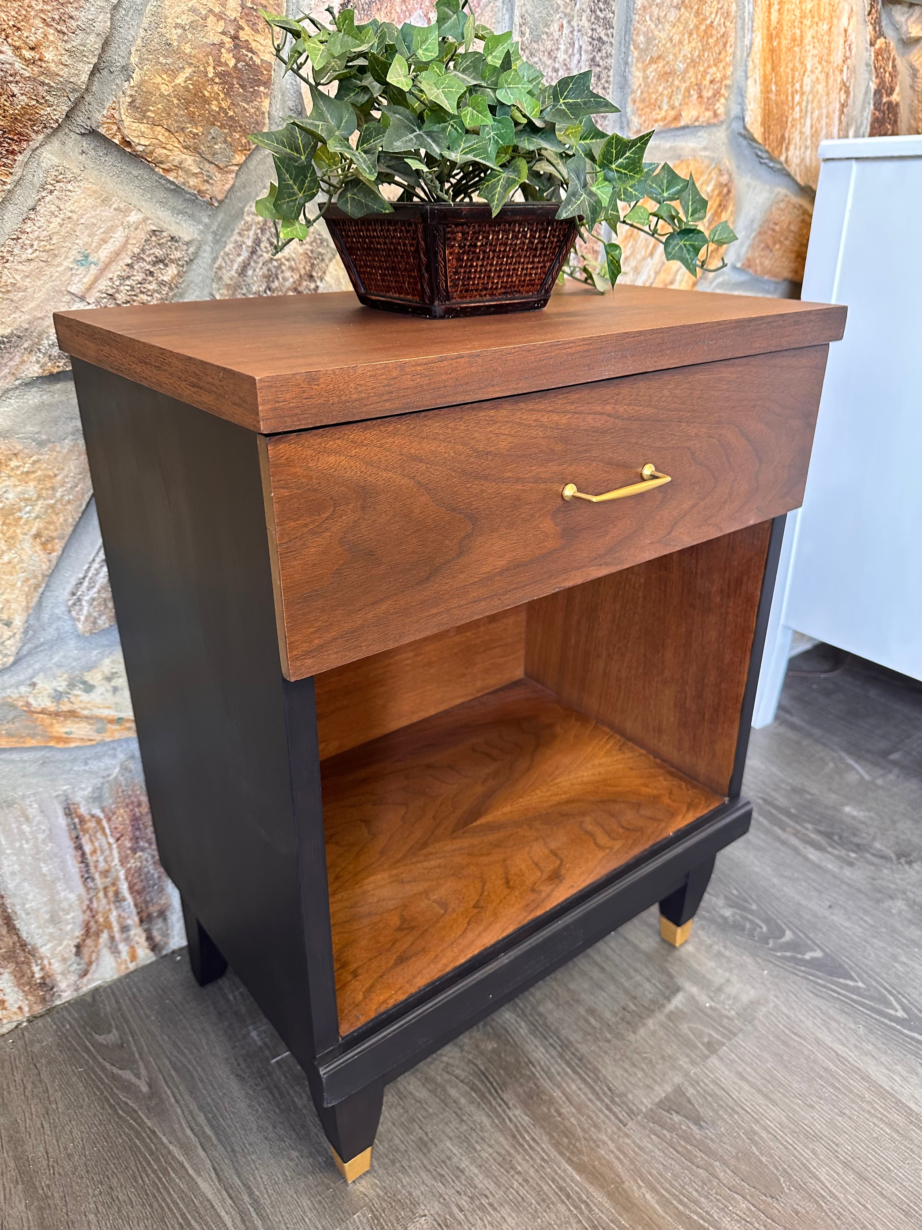 Mid-Century Nightstand with Drawer and Cubby