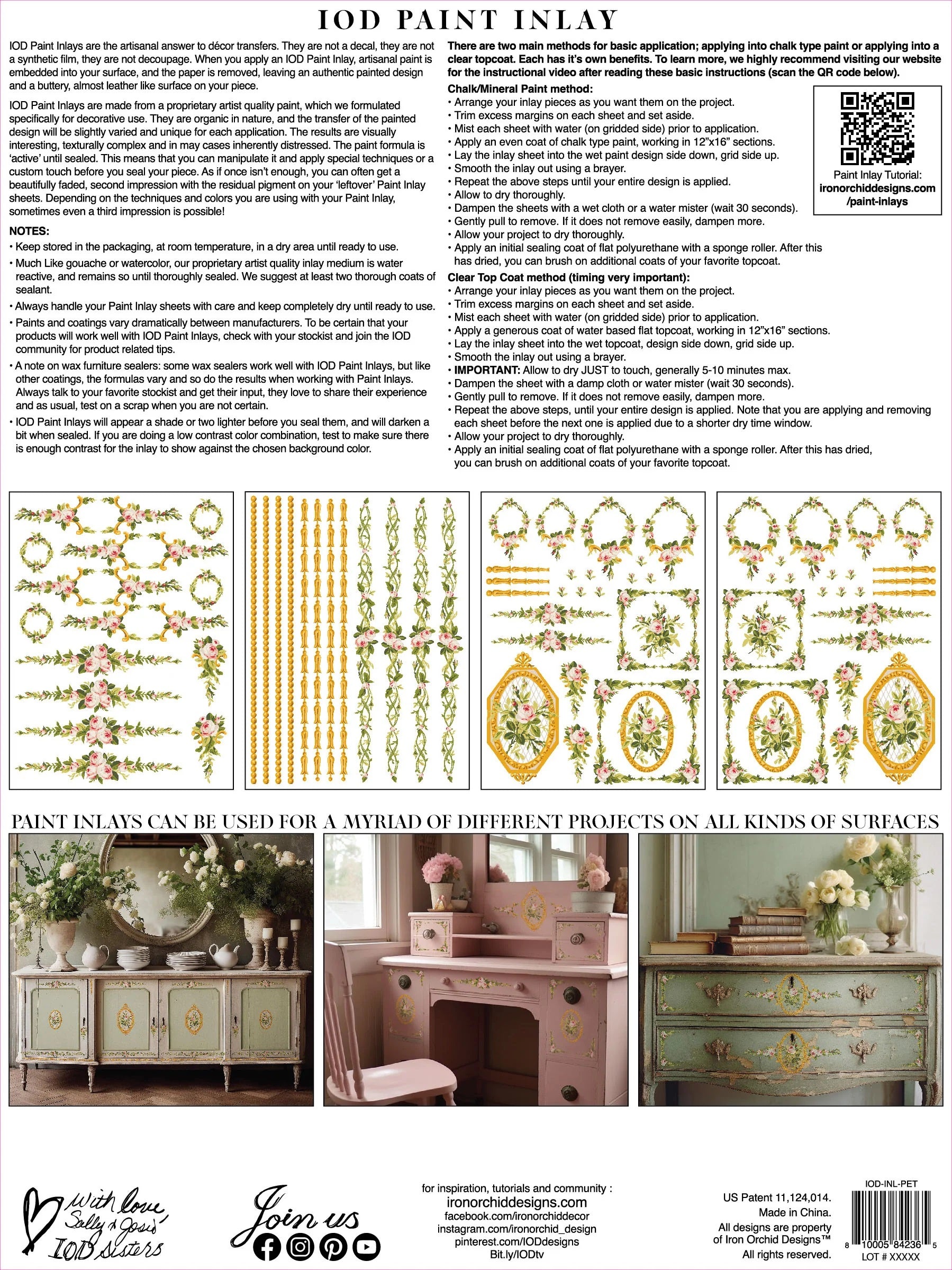 Petite Fleur Pink IOD Paint Inlay