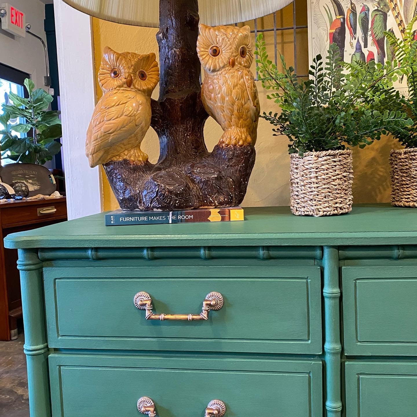 Green Faux Bamboo Triple Dresser Green Faux Bamboo Triple Dresser