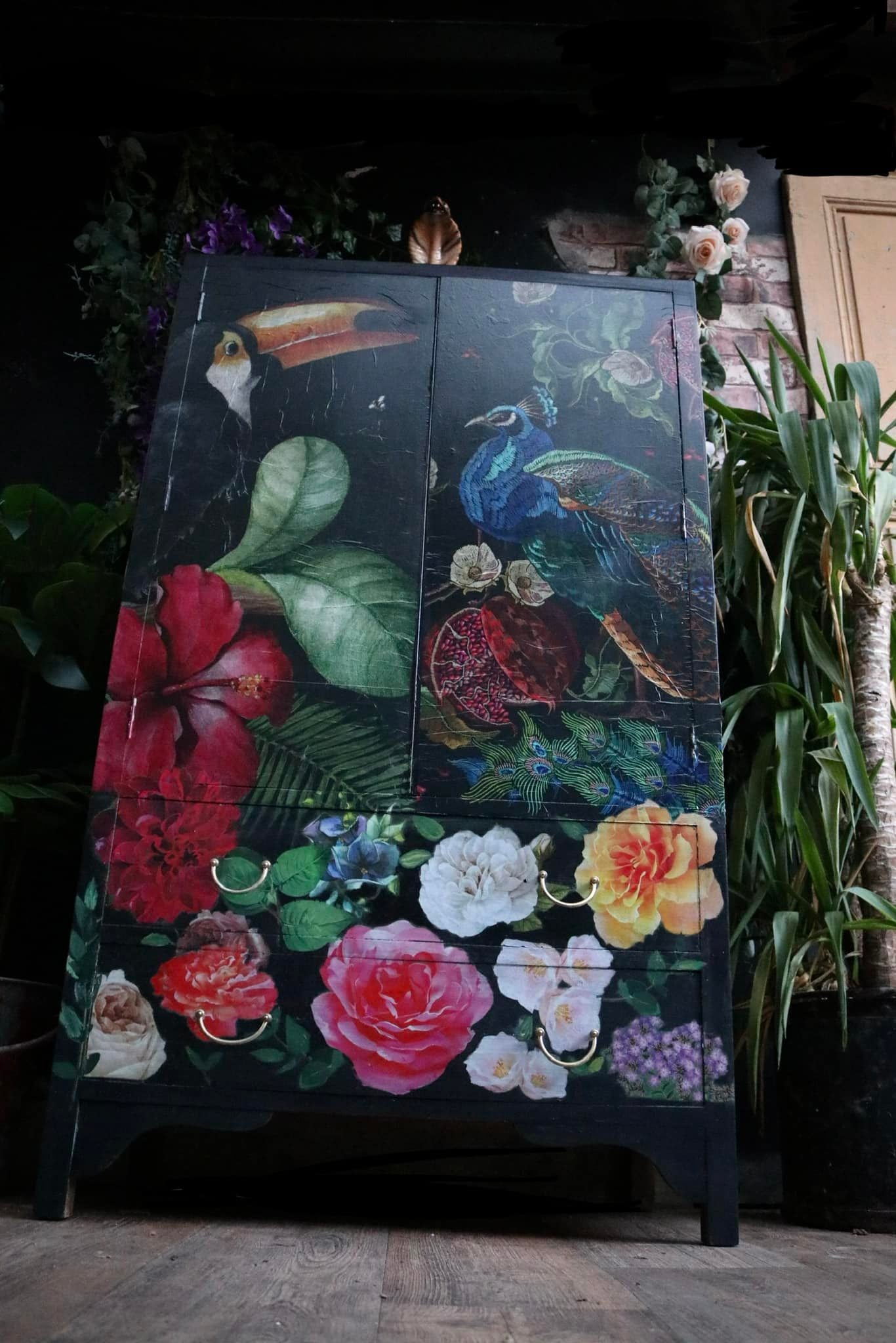 Reversed Peacock Decoupage Paper
