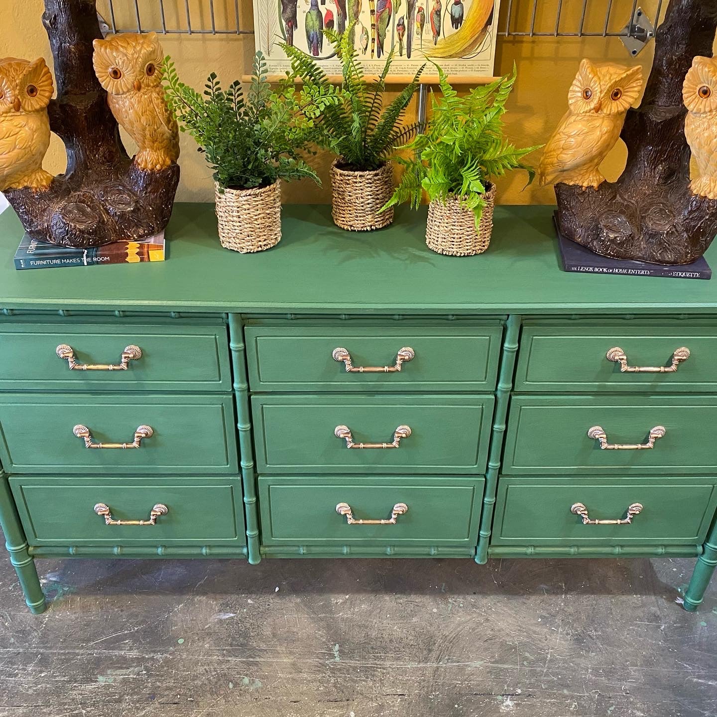 Green Faux Bamboo Triple Dresser Green Faux Bamboo Triple Dresser