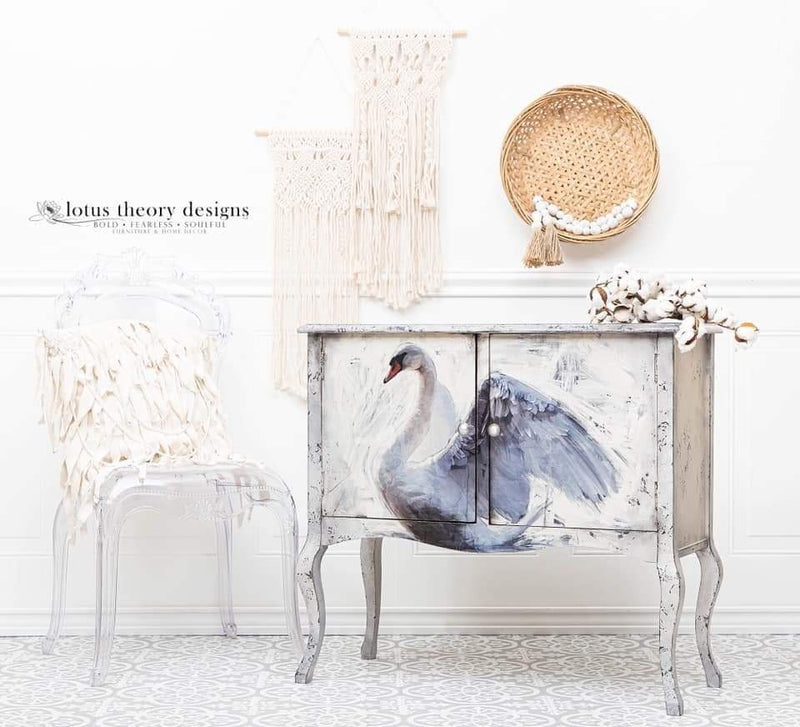 White Swan Decoupage Paper