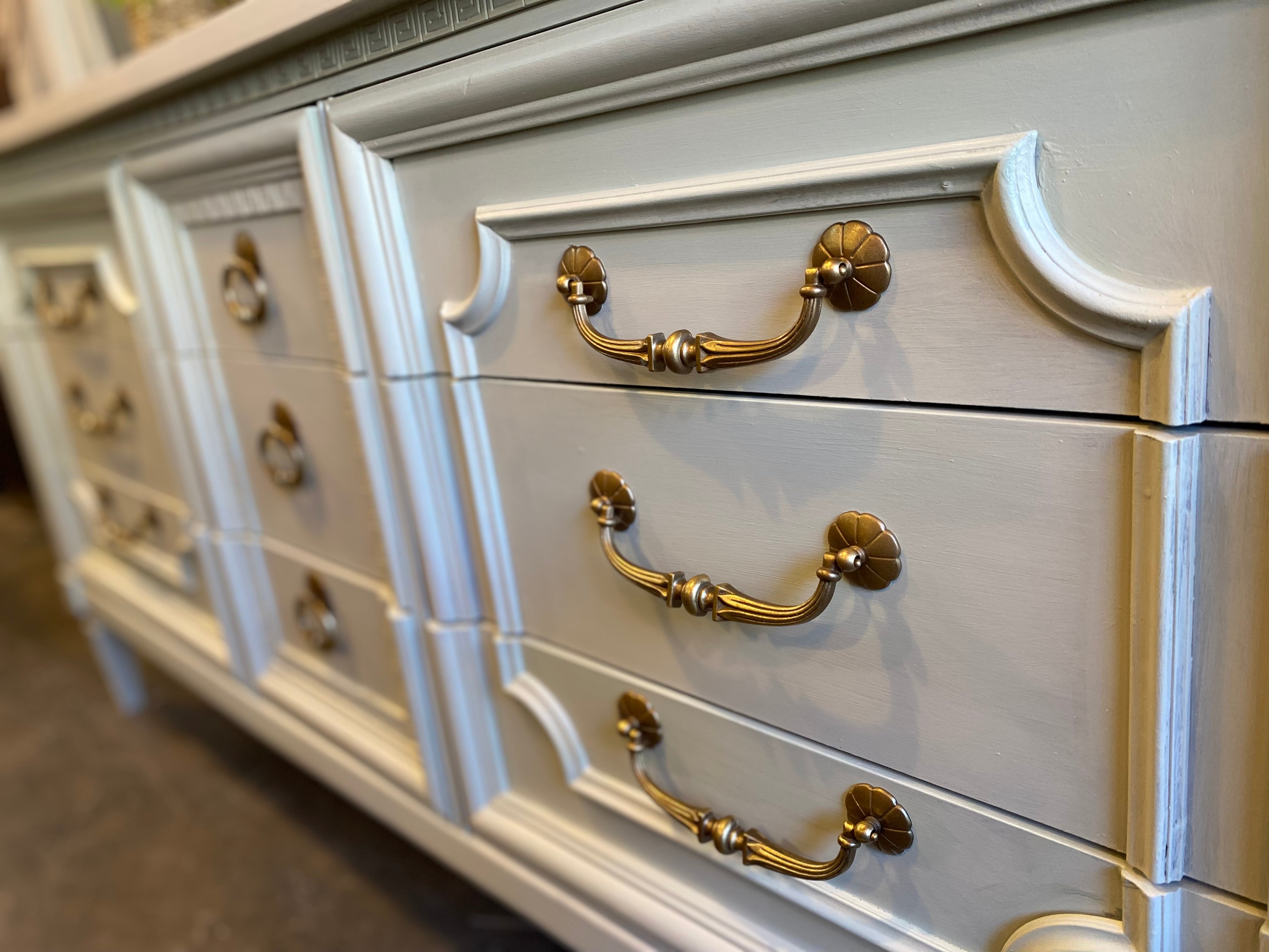 Pale Green Nine Drawer Dresser