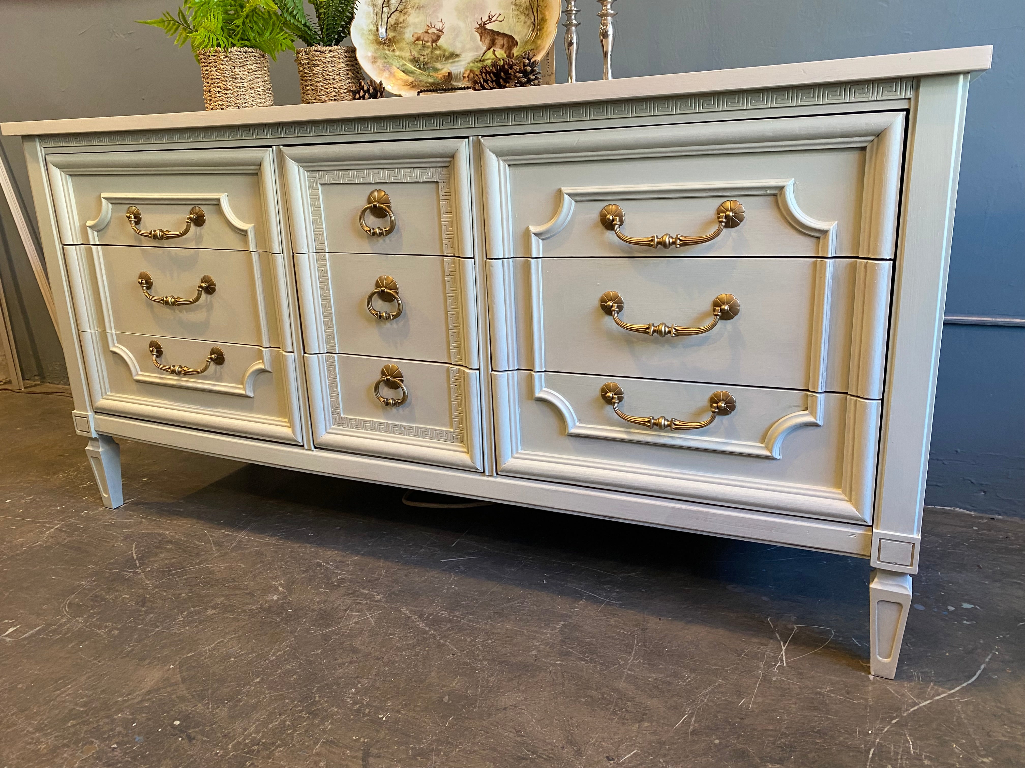 Pale Green Nine Drawer Dresser