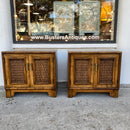 Pair of Bamboo and Rattan Nightstands
