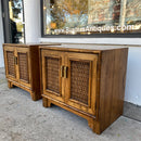 Pair of Bamboo and Rattan Nightstands