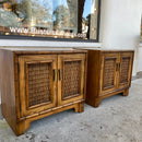 Pair of Bamboo and Rattan Nightstands