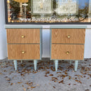Pair of Blue and Wood MCM Nightstands