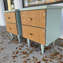 Pair of Blue and Wood MCM Nightstands