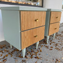 Pair of Blue and Wood MCM Nightstands